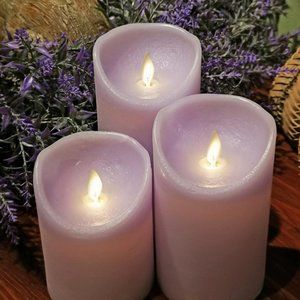 Flameless Flickering Wick Pillar Candles- Set of 3